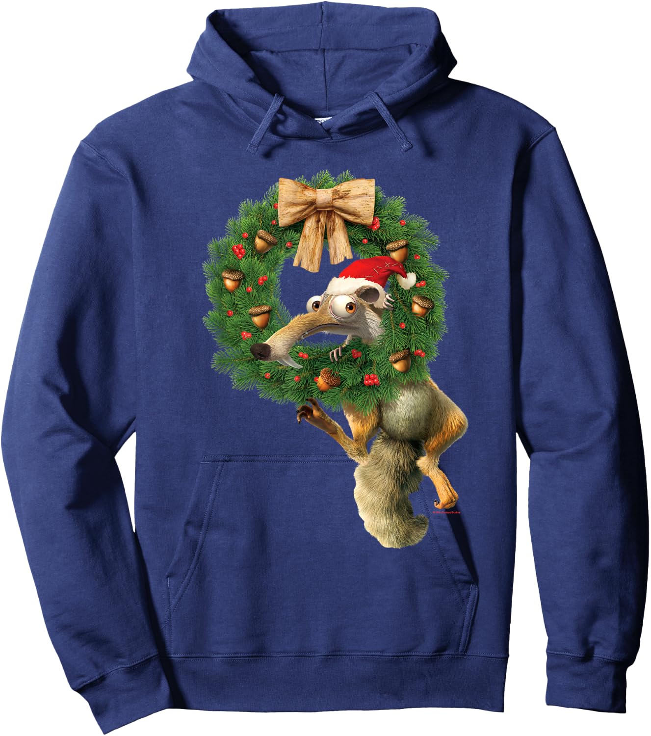 20th Century Fox Ice Age Scrat Prehistoric Christmas Holiday Acorn Wreath Hoodie - Hoodie | Navy