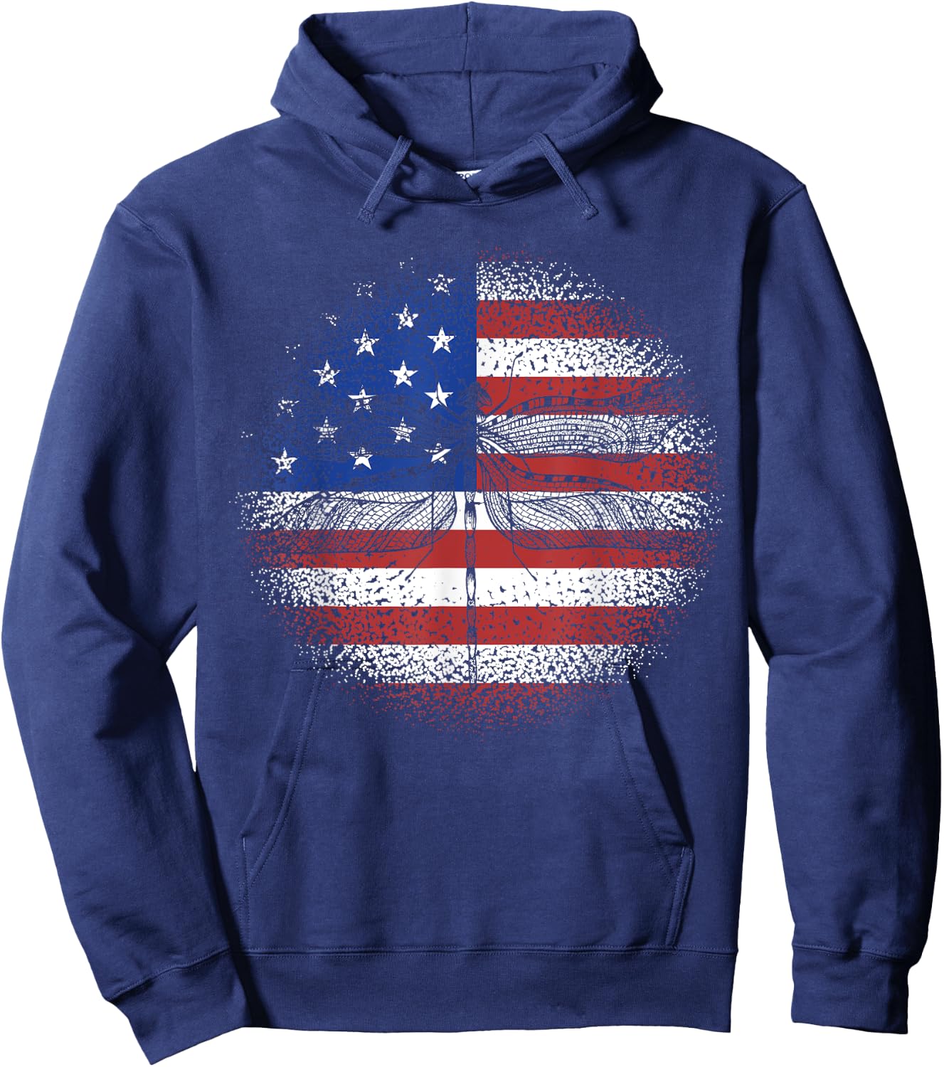 Dragonfly American Flag USA Patriotic 4th Of July Women Kids Men Hoodie - Hoodie | Navy