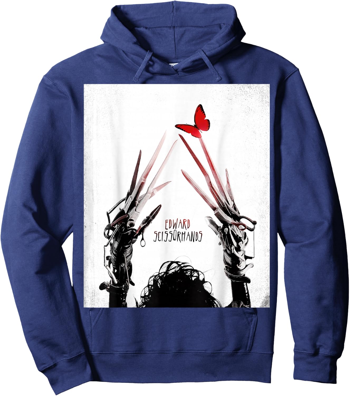 Tim Burton's Edward Scissorhands Red Butterfly Movie Poster Small Hoodie - Hoodie | Navy