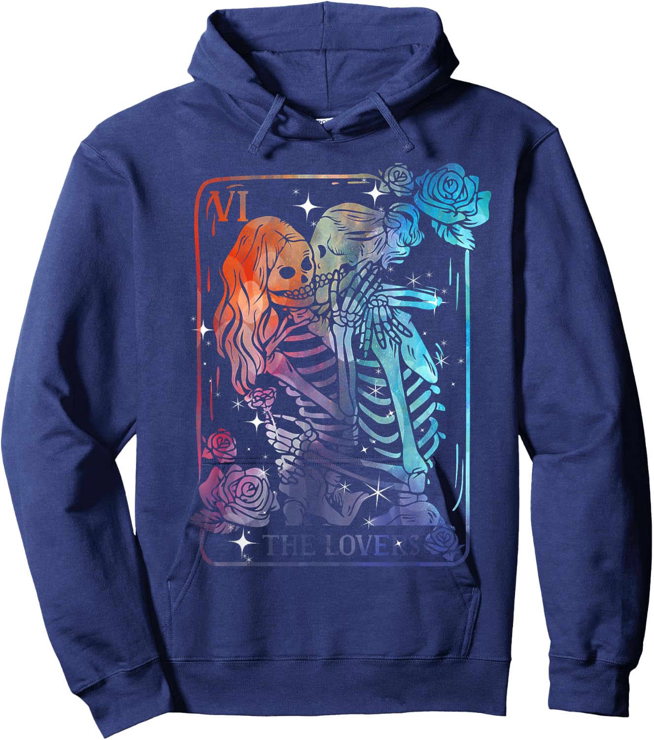 The Lovers Tarot Card Occult Goth Halloween Gothic Kissing Hoodie - Hoodie | Navy