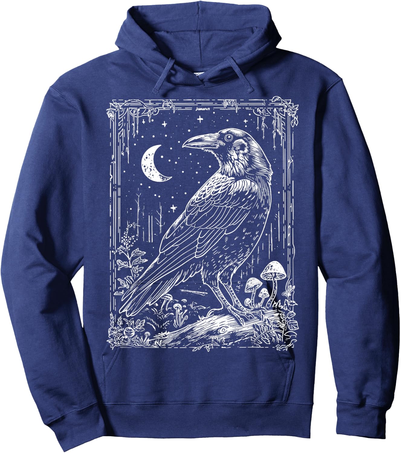 Raven Crow | Dark Academia Witchy Wicca Witchcore Crowcore Hoodie - Hoodie | Navy
