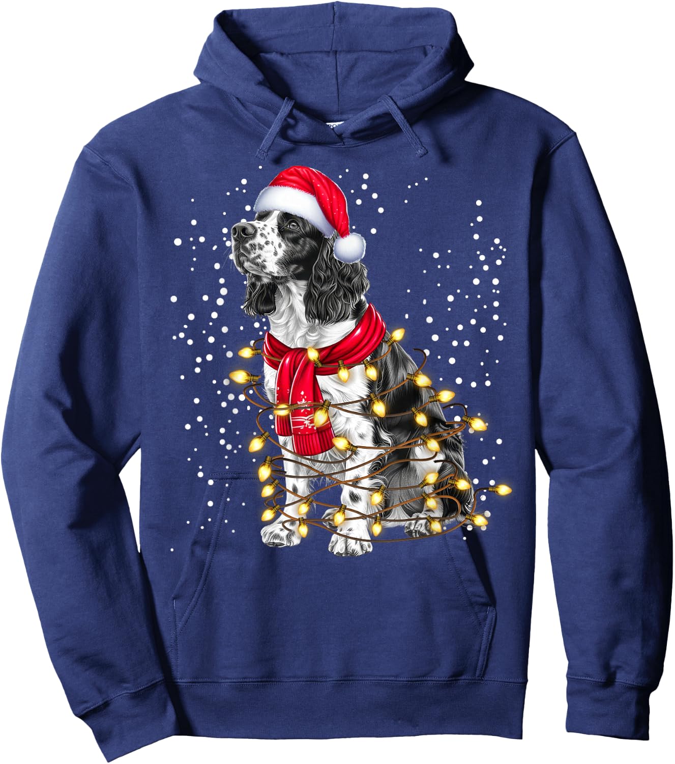 English Springer Spaniel dog Ugly Christmas Dog Xmas Hoodie - Hoodie | Navy