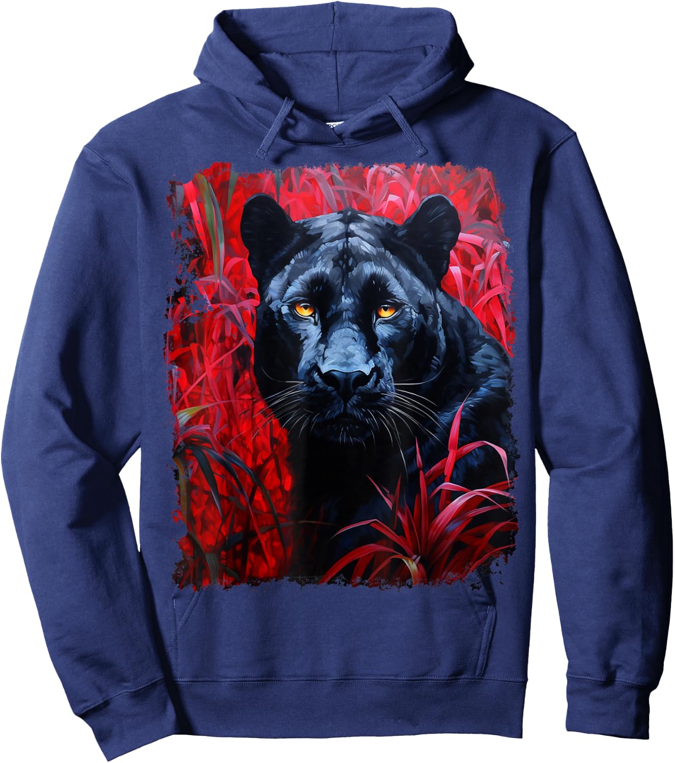 Pop Art Red Panther Black Hoodie - Hoodie | Navy