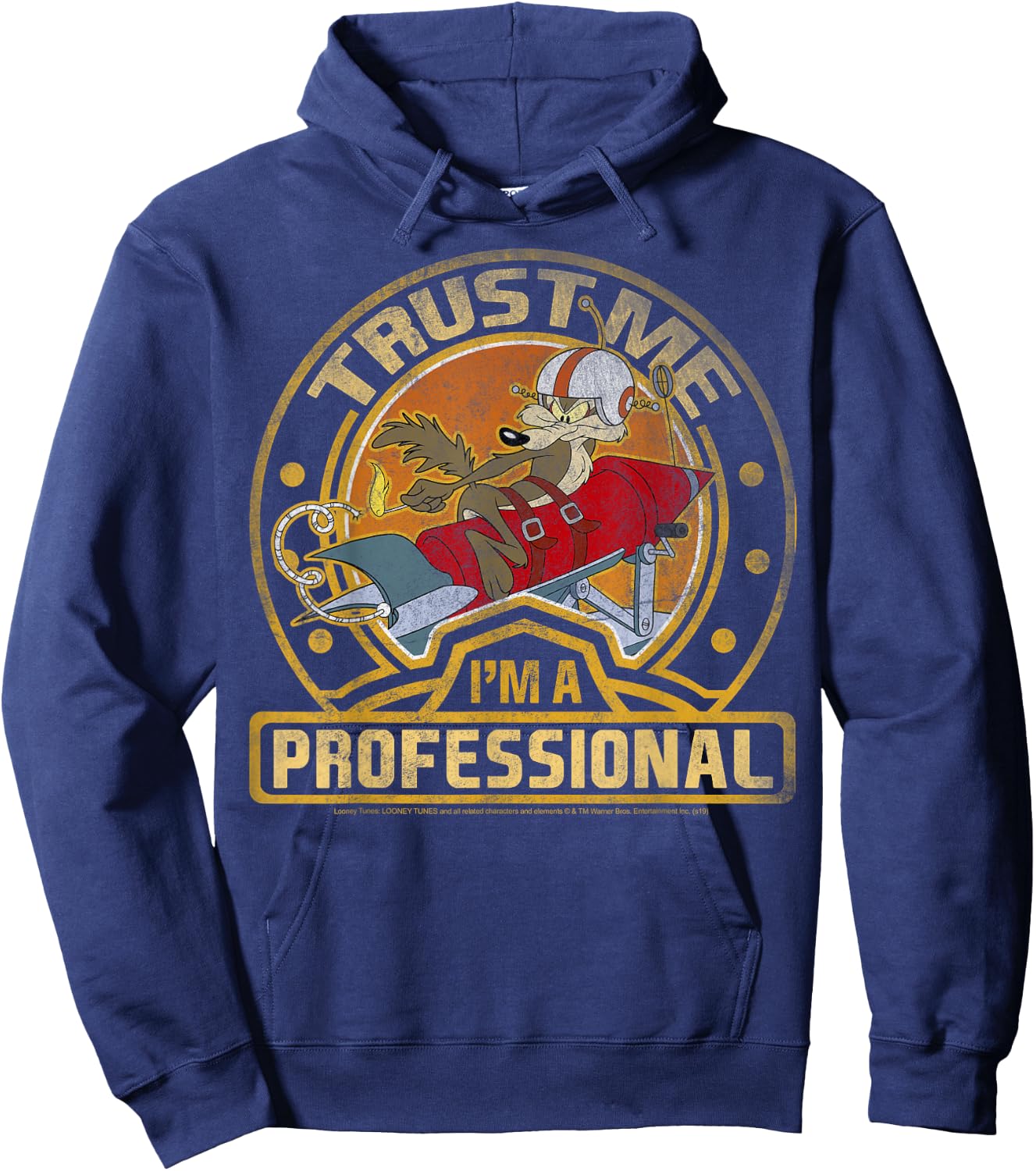 Looney Tunes Wile E. Coyote Trust Me I'm A Professional Short Sleeve Hoodie - Hoodie | Navy