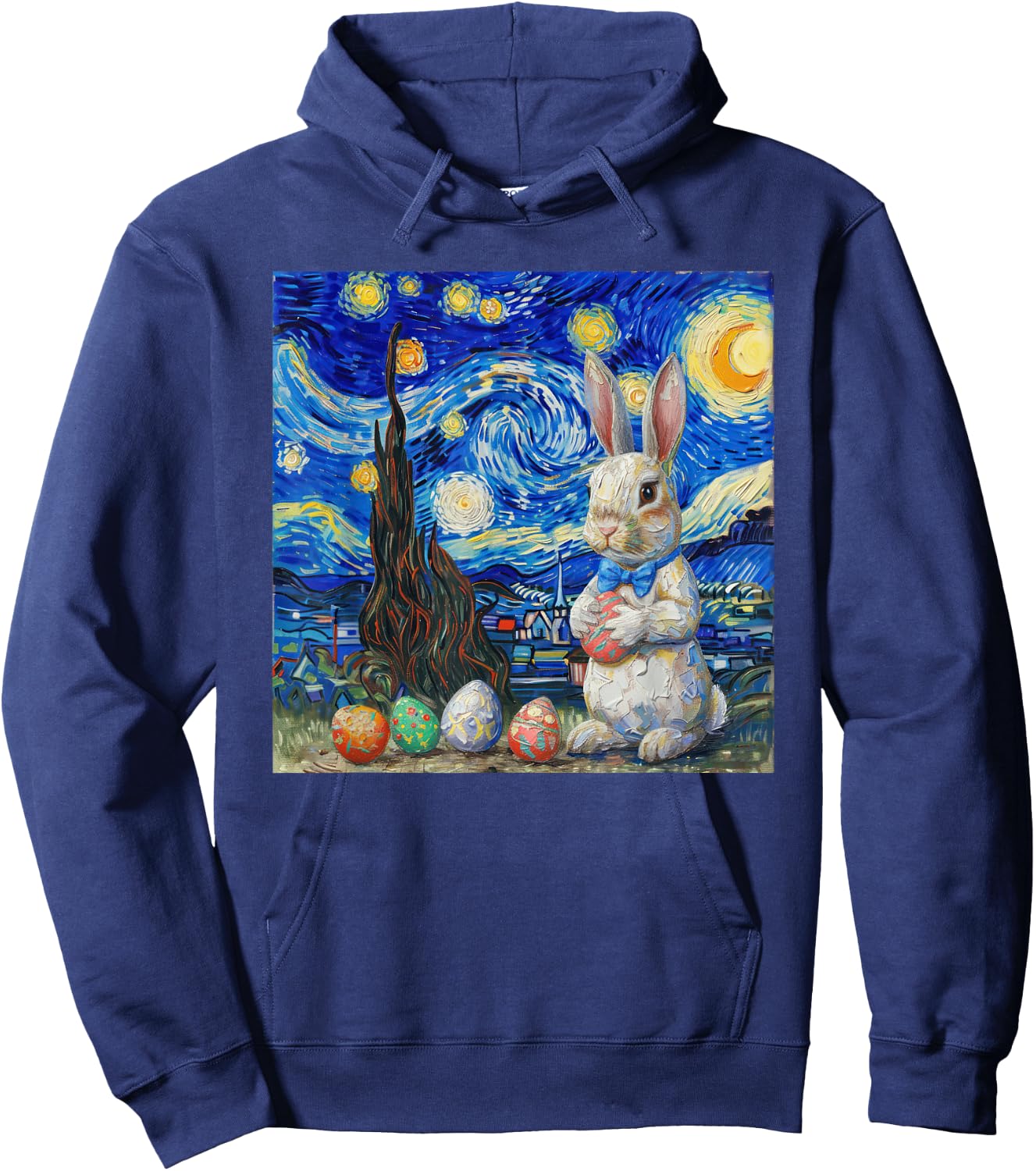 Easter Bunny Happy Easter Eggs Van Gogh Starry Night Hoodie - Hoodie | Navy