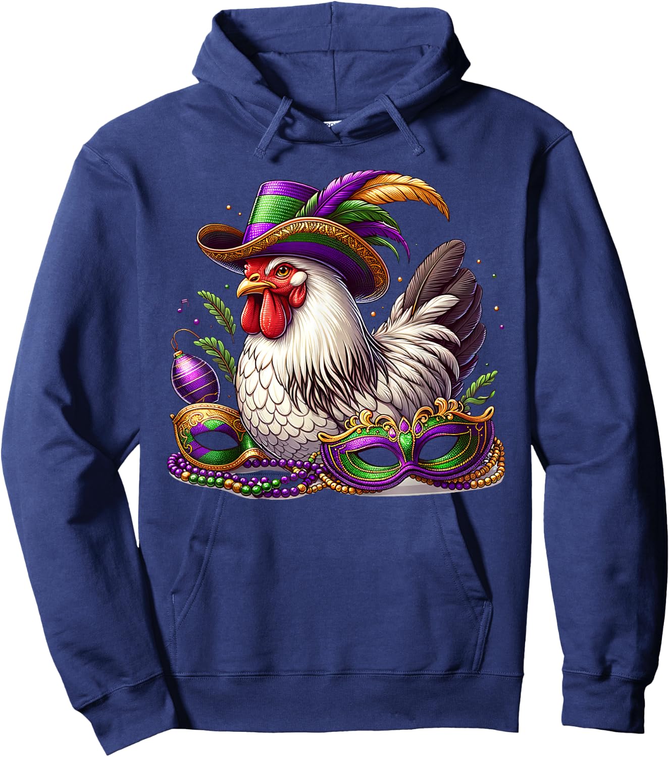Mardi Gras Chicken Funny Outfit Farming Men Women Kids Hoodie - Hoodie | Navy