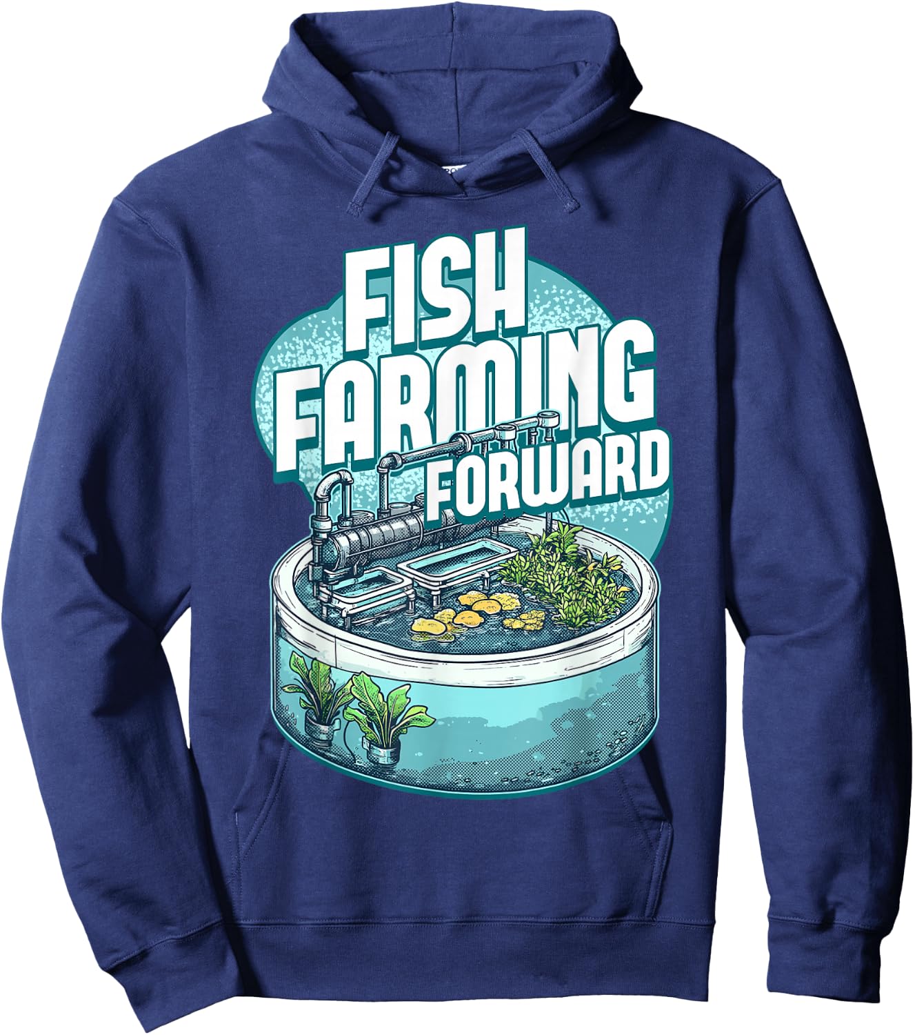 Fish Farming Forward Aquaponics Aquaculture Design Hoodie - Hoodie | Navy