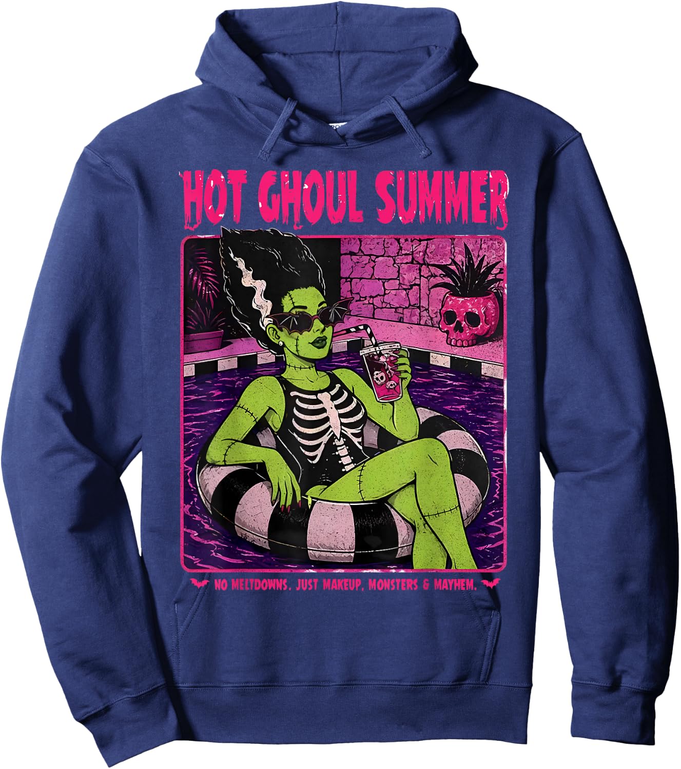 Retro Funny The Bride Frankenstein Monster Hot Ghoul Summer Hoodie - Hoodie | Navy