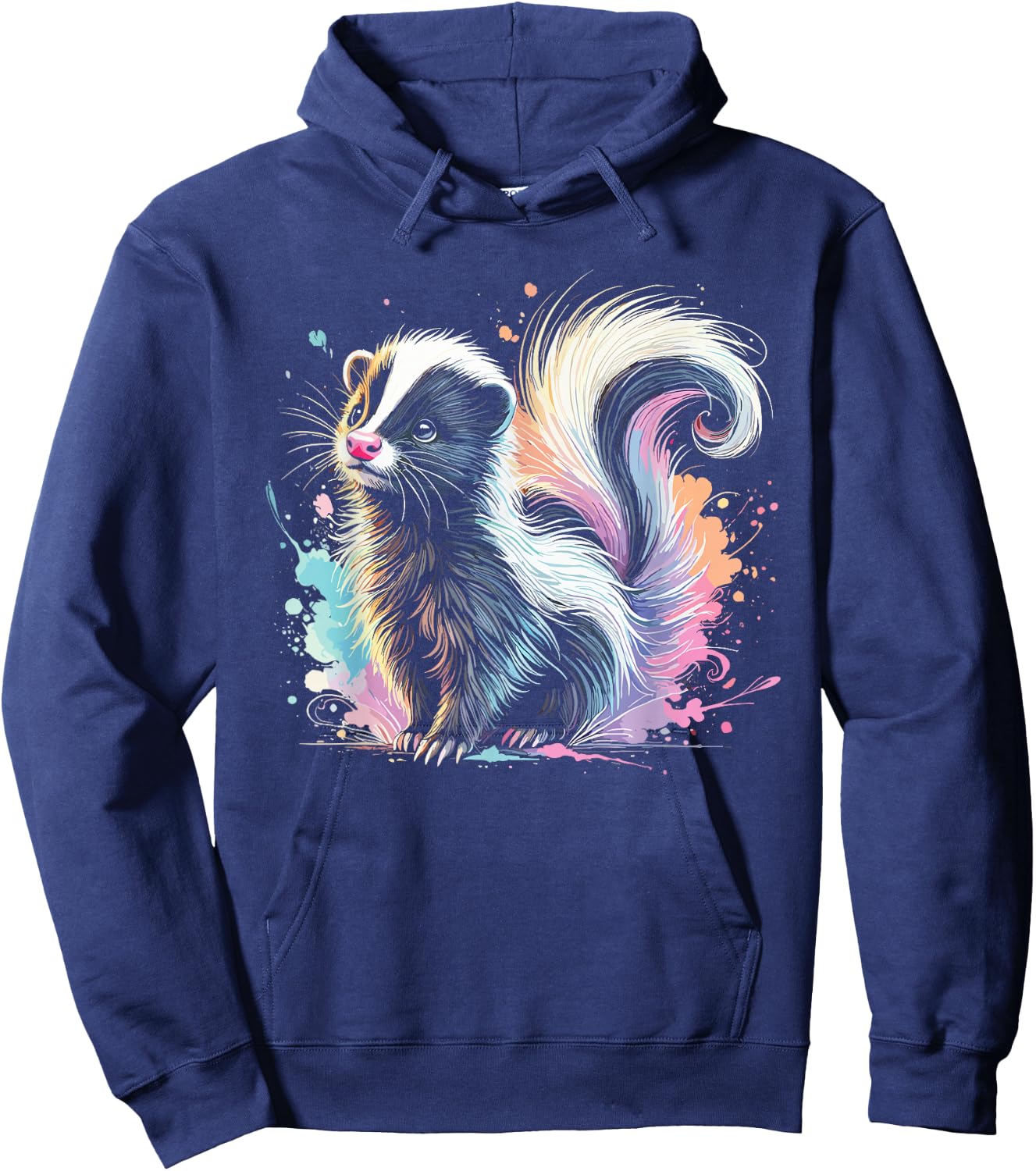 Skunk Artwork Animal Illustration Cute Colorful Skunk Hoodie - Hoodie | Navy