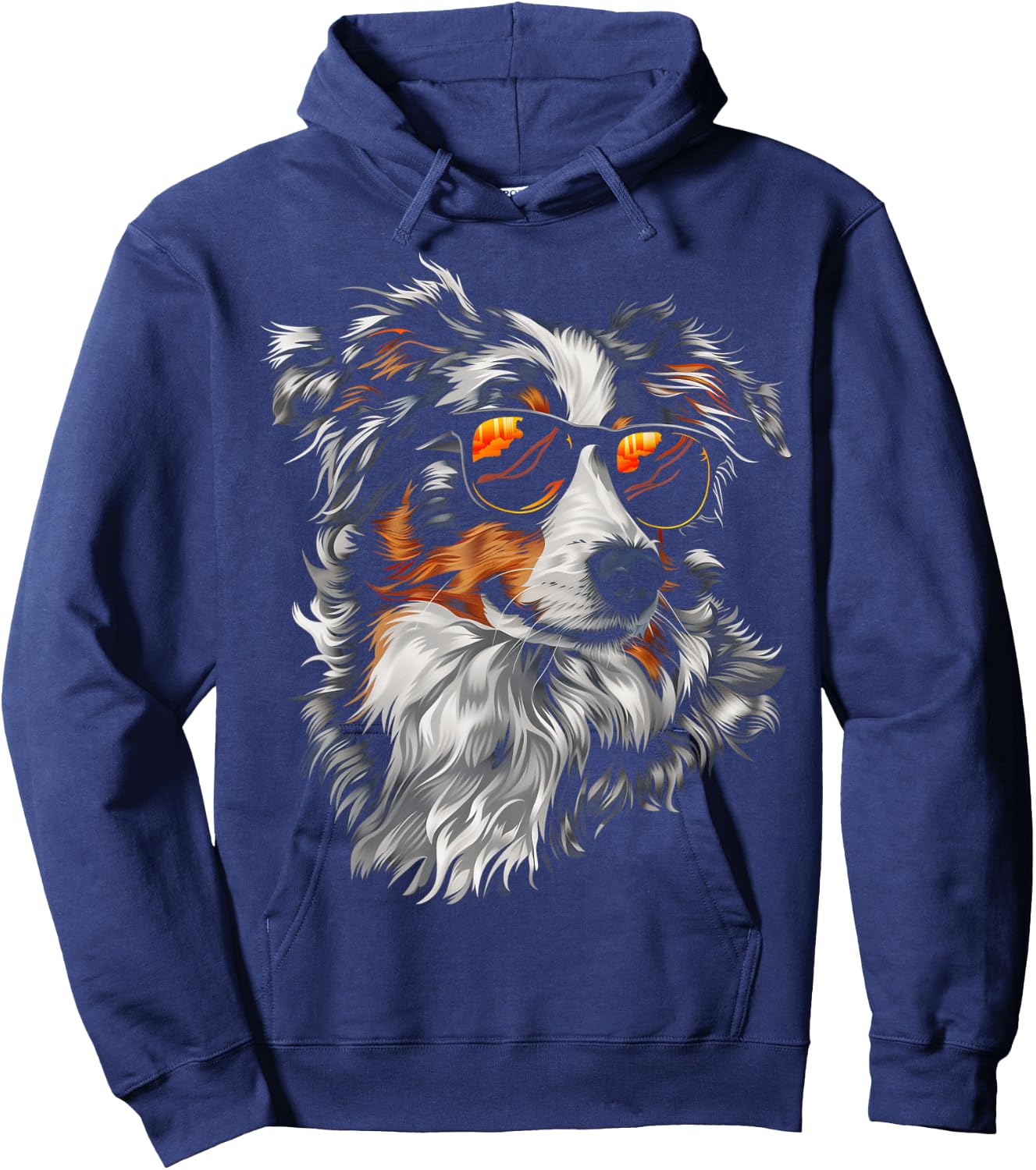 Australian Shepherd Sunglasses Funny Dog Mom Dad Hoodie - Hoodie | Navy