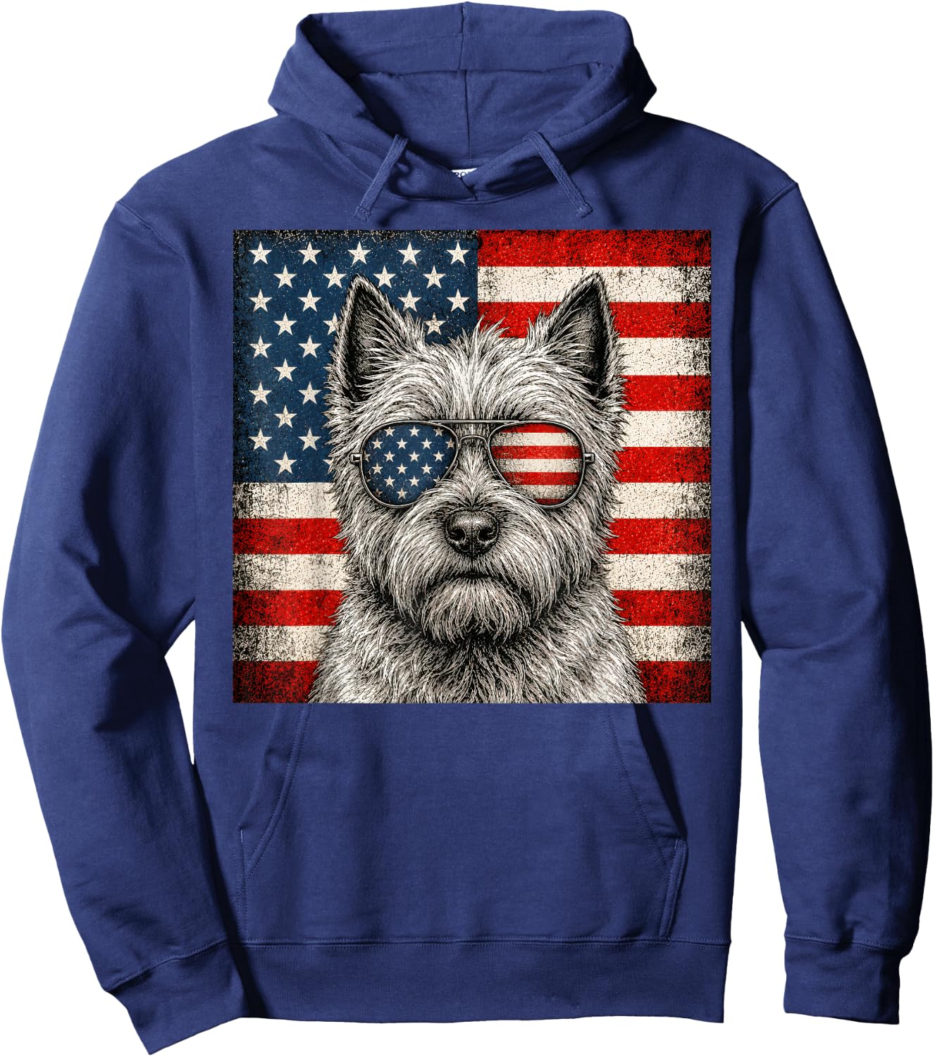 Cairn Terrier 4th of July US American Flag Dog Patriotic Hoodie - Hoodie | Navy