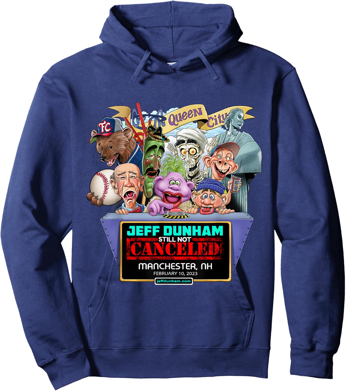 Jeff Dunham Manchester, NH (2023) Hoodie - Hoodie | Navy