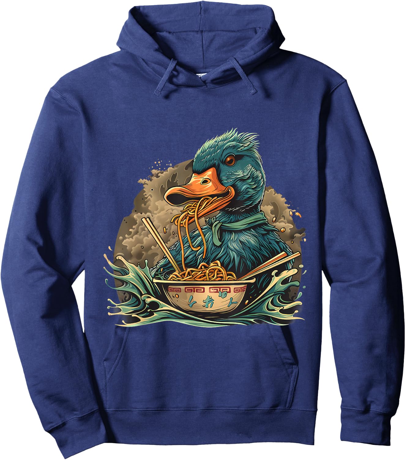 Duck Eating Ramen Noodles Duck Ramen Bowl Japanese Noodles Hoodie - Hoodie | Navy