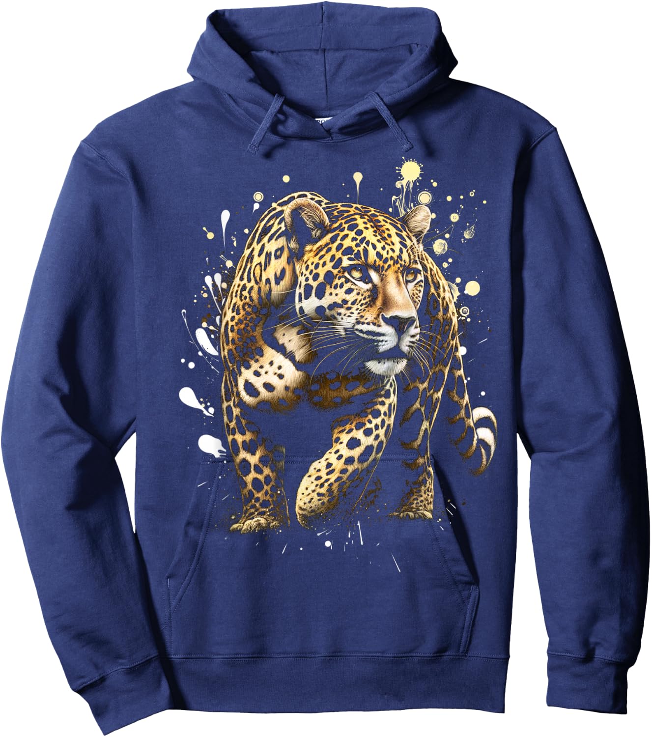 Cool Leopard with Ornate Paint Splashes Hoodie - Hoodie | Navy