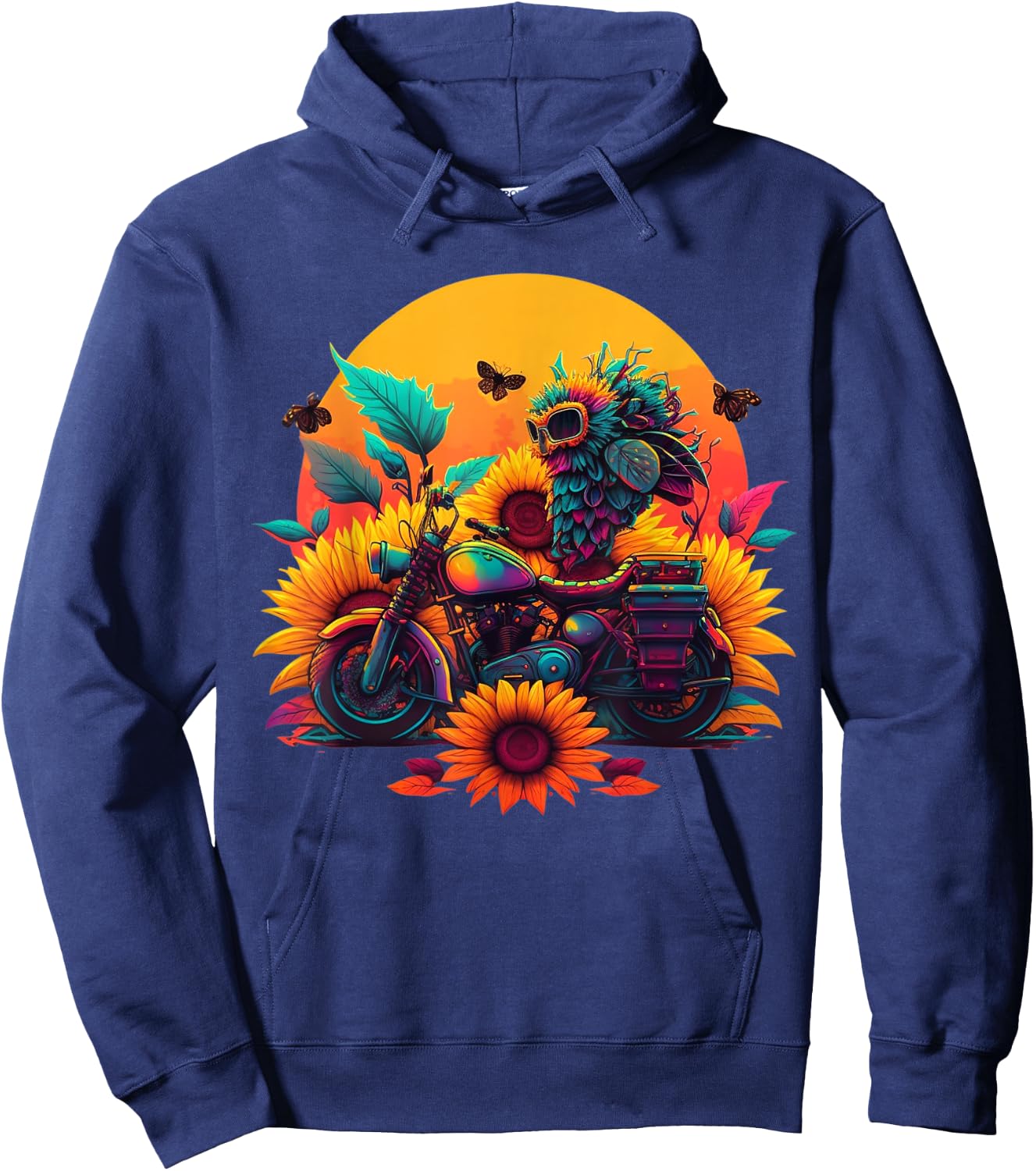 Bee Sunflower Motorcycle Hoodie - Hoodie | Navy