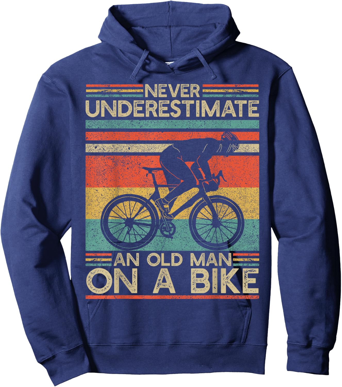Never Underestimate A Old Man On A Bike Hoodie - Hoodie | Navy