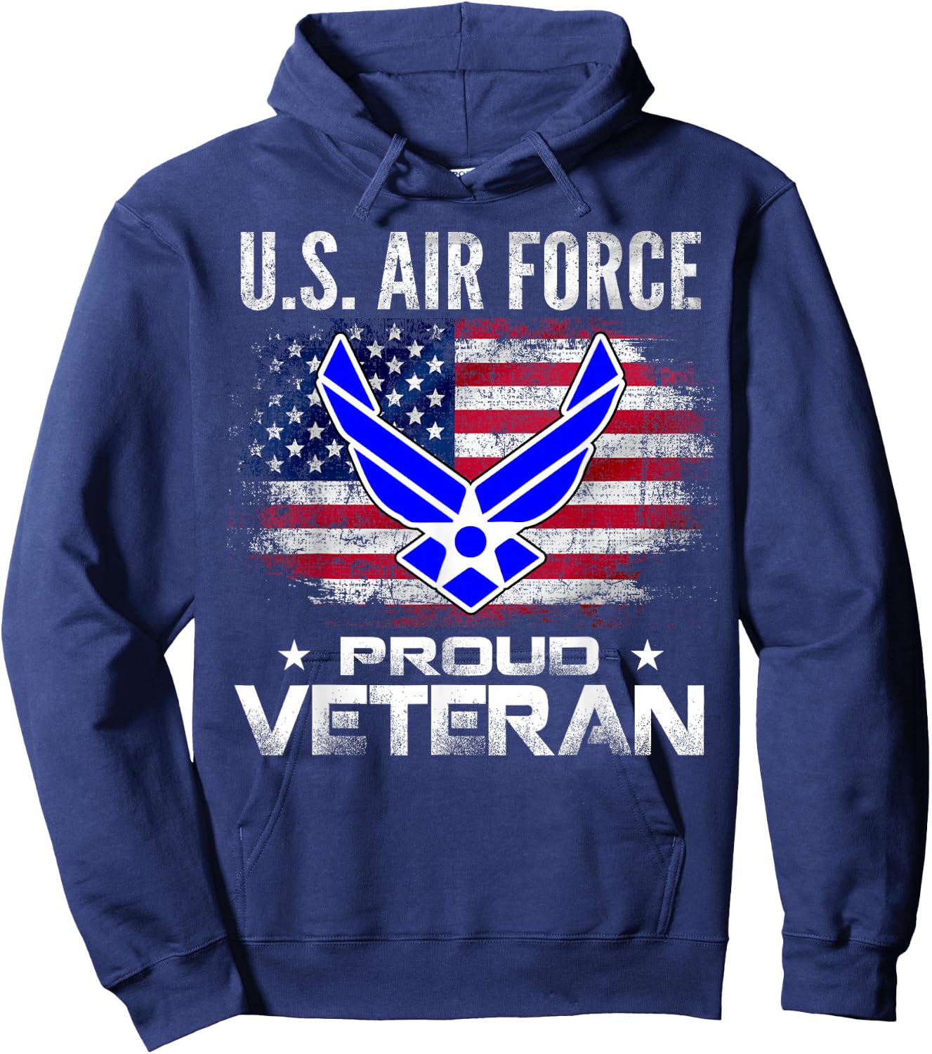 U.S Air Force Proud Veteran with American Flag Gift Veteran Hoodie - Hoodie | Navy