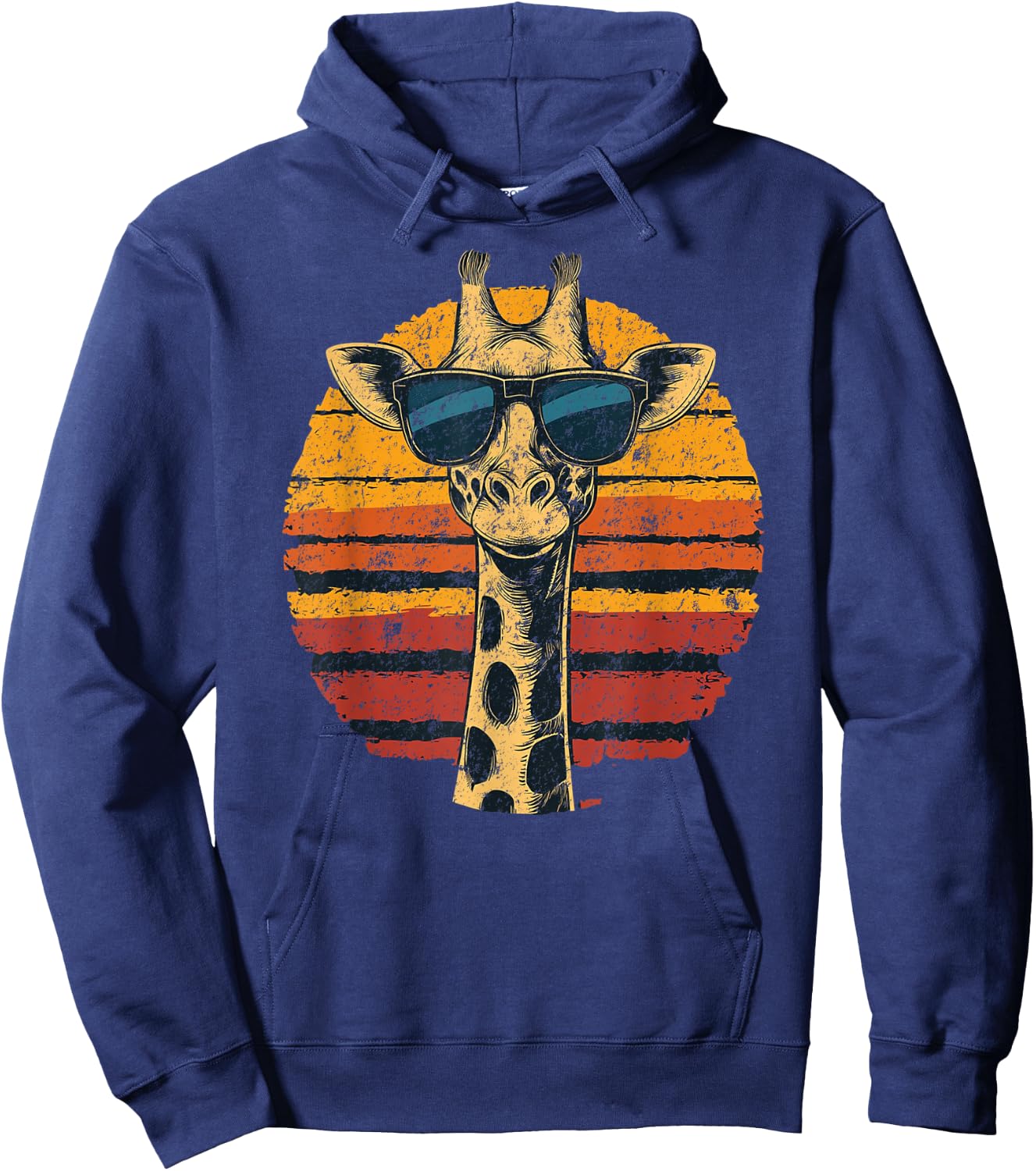 Giraffe Vintage Sunglasses Funny Hoodie - Hoodie | Navy