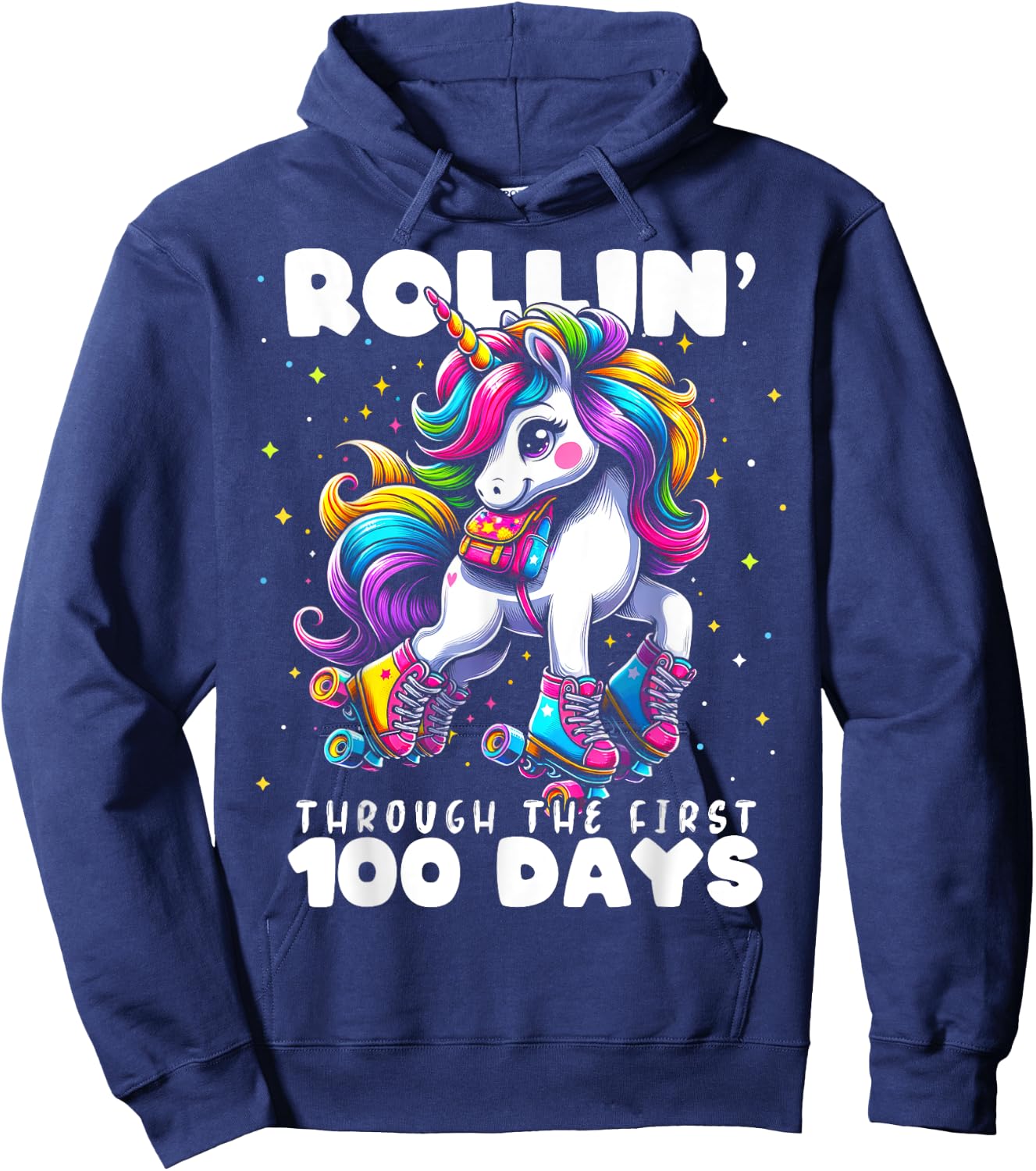 100 Days of School Girls Teacher 100th Day Unicorn Outfit Hoodie - Hoodie | Navy