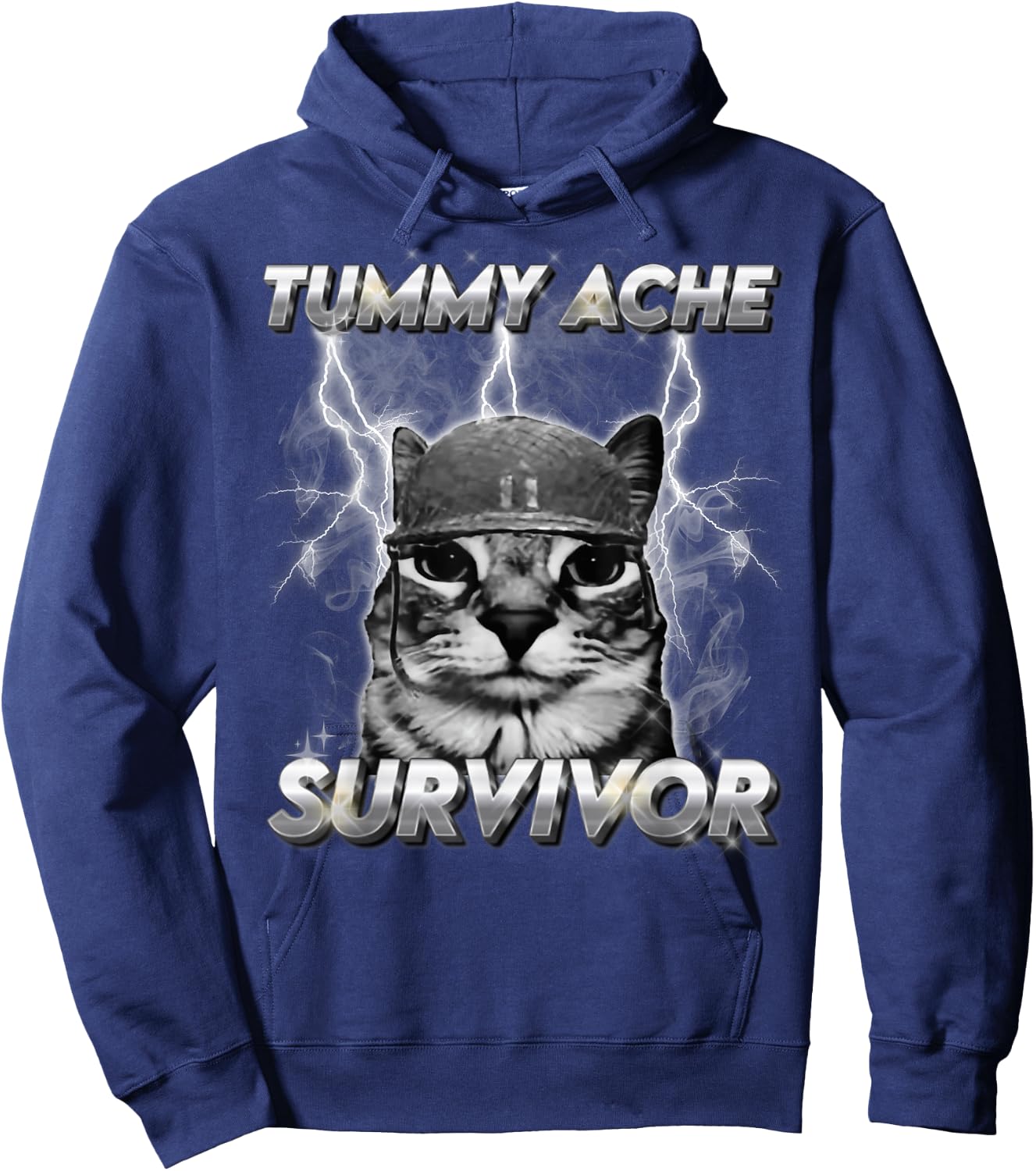 Lustiges Katzen-Meme Ich Habe die heutigen Bauchschmerzen überlebt Hoodie - Hoodie | Navy