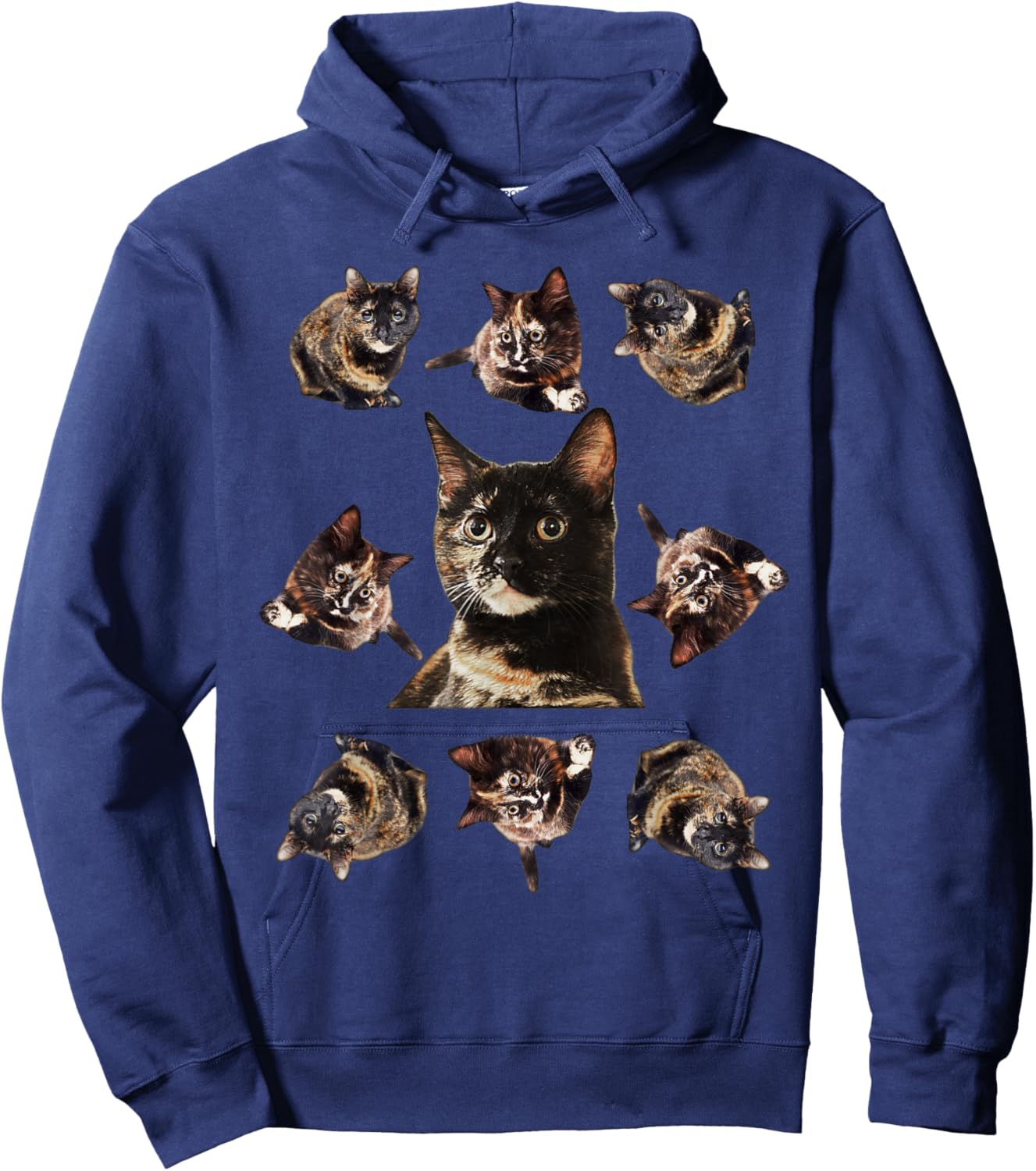 Tortie Cat Tortoiseshell Overload Multi Cat Hoodie - Hoodie | Navy