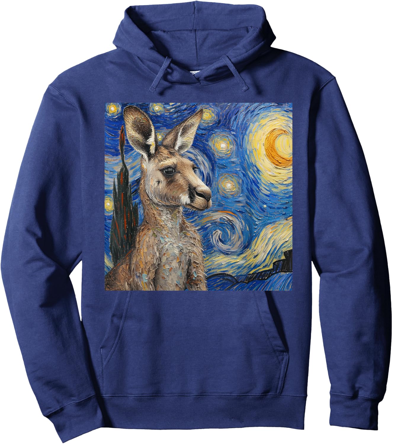 Kangaroo Van Gogh Style Starry Night Hoodie - Hoodie | Navy