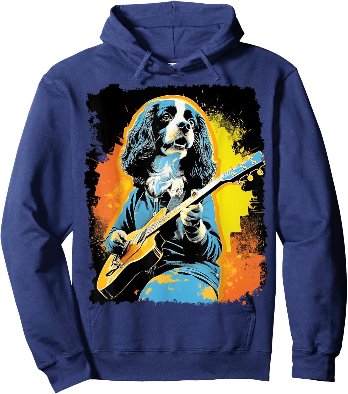 Pop Art Dog Music Cavalier King Charles Spaniel Hoodie - Hoodie | Navy