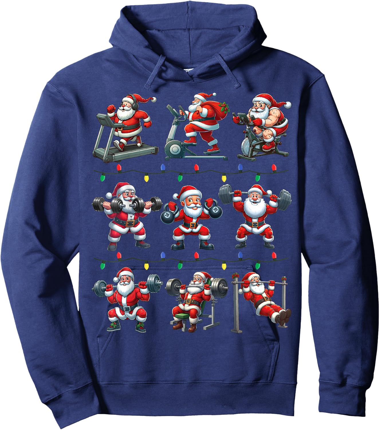 Santa Fitness Collection Gym Workout Weightlifting Christmas Hoodie - Hoodie | Navy