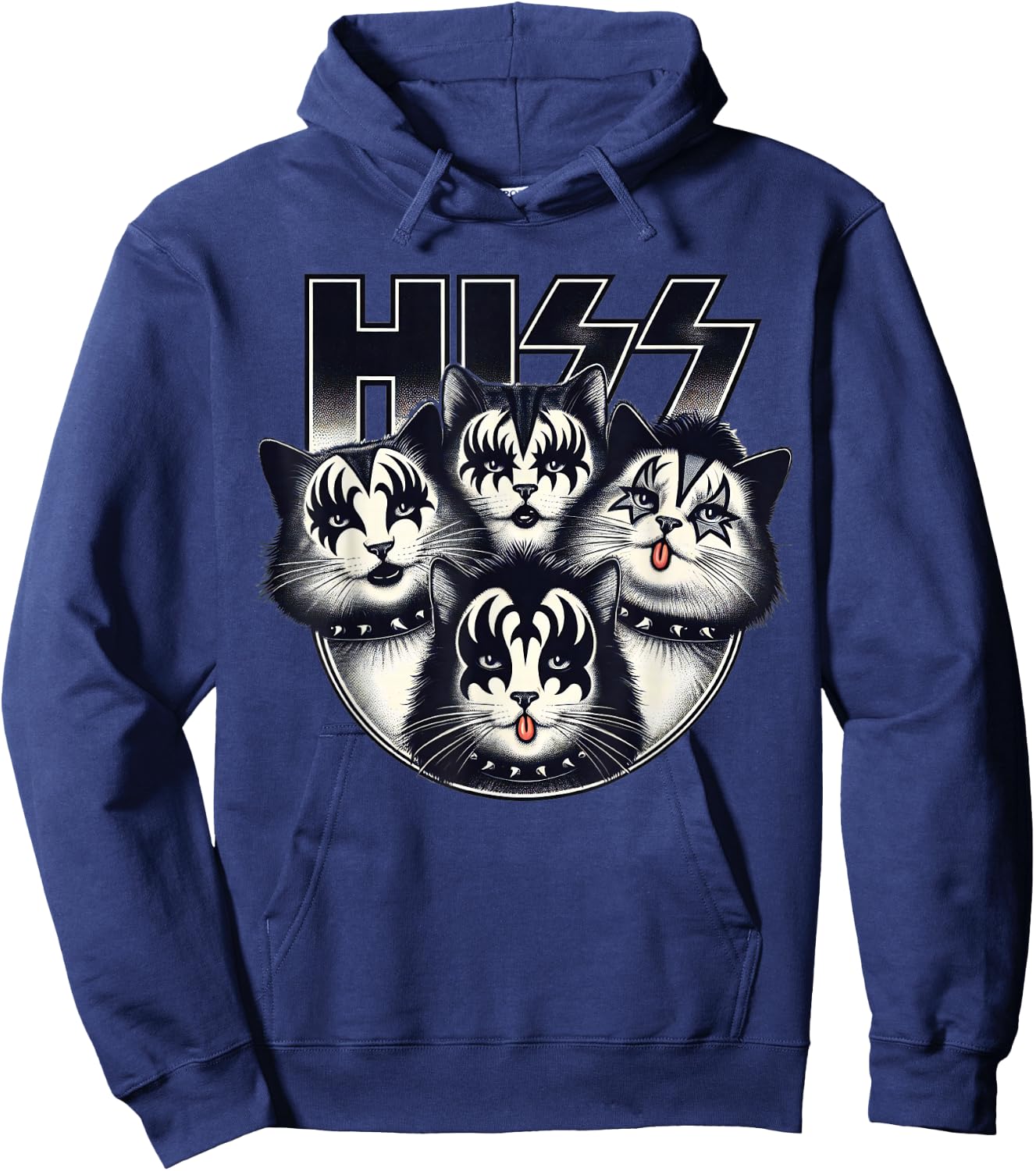Cute Hiss Cats Rock Kittens Kitty Rocking Music Cat Lovers Hoodie - Hoodie | Navy
