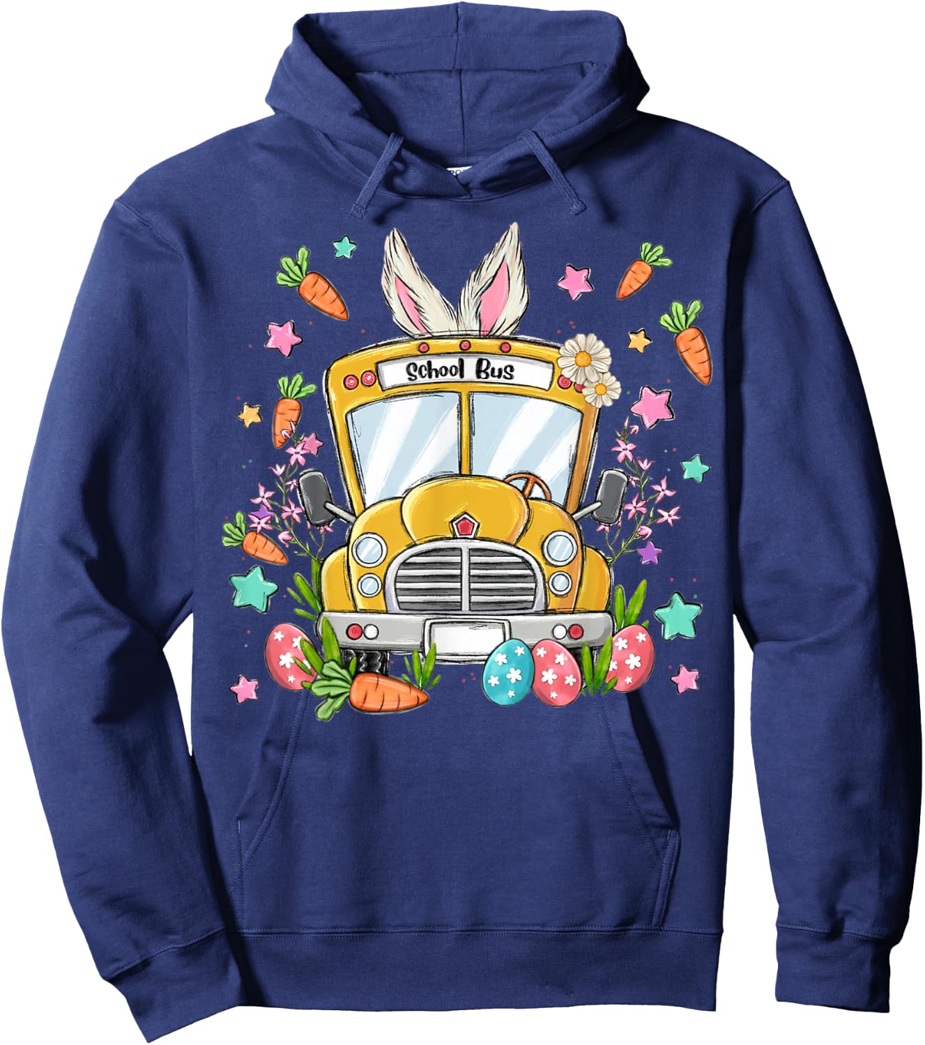 Bunny School Bus Easter Day Helloo Spring For Boys Girls Kid Hoodie - Hoodie | Navy