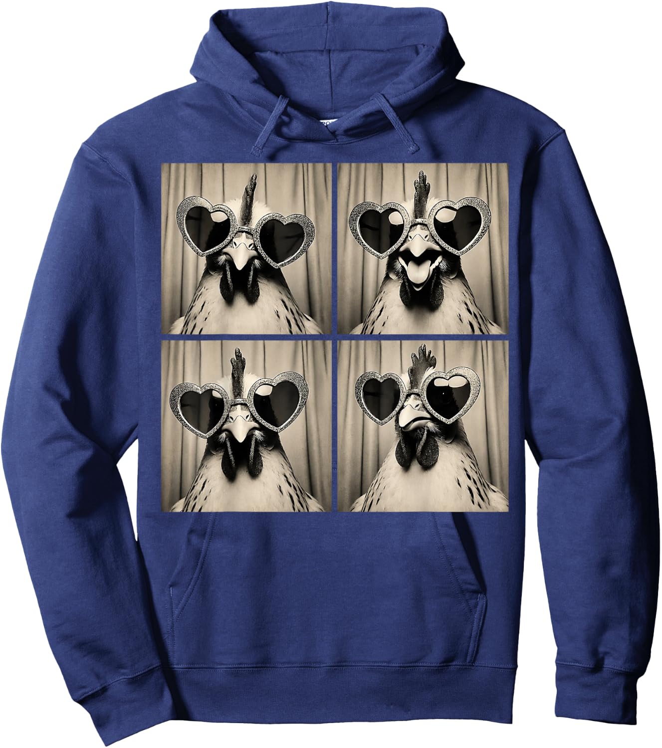 Rooster Wearing Sunglasses Photobooth Selfie Farm Chicken Hoodie - Hoodie | Navy