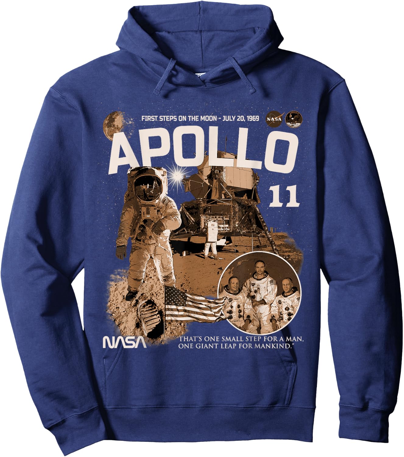 NASA Apollo 11 Mission July 20, 1969 , Black, S Hoodie - Hoodie | Navy