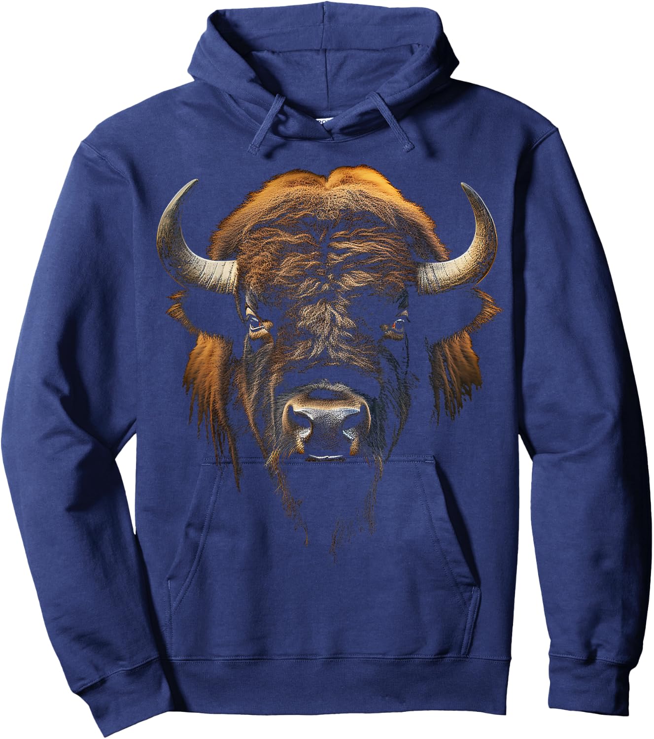Bison Portrait Tier Zoo Kunst Bison Hoodie - Hoodie | Navy