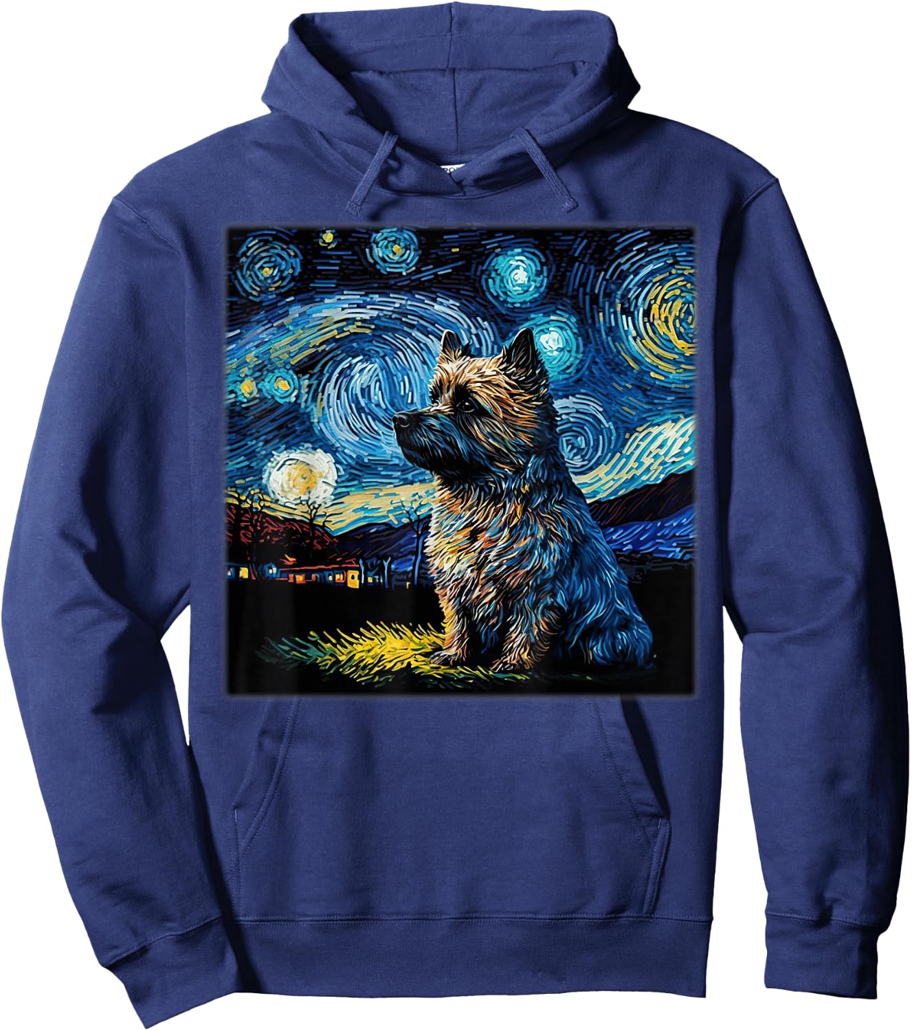 Surrealism Starry Night Cairn Terrier Dog Hoodie - Hoodie | Navy