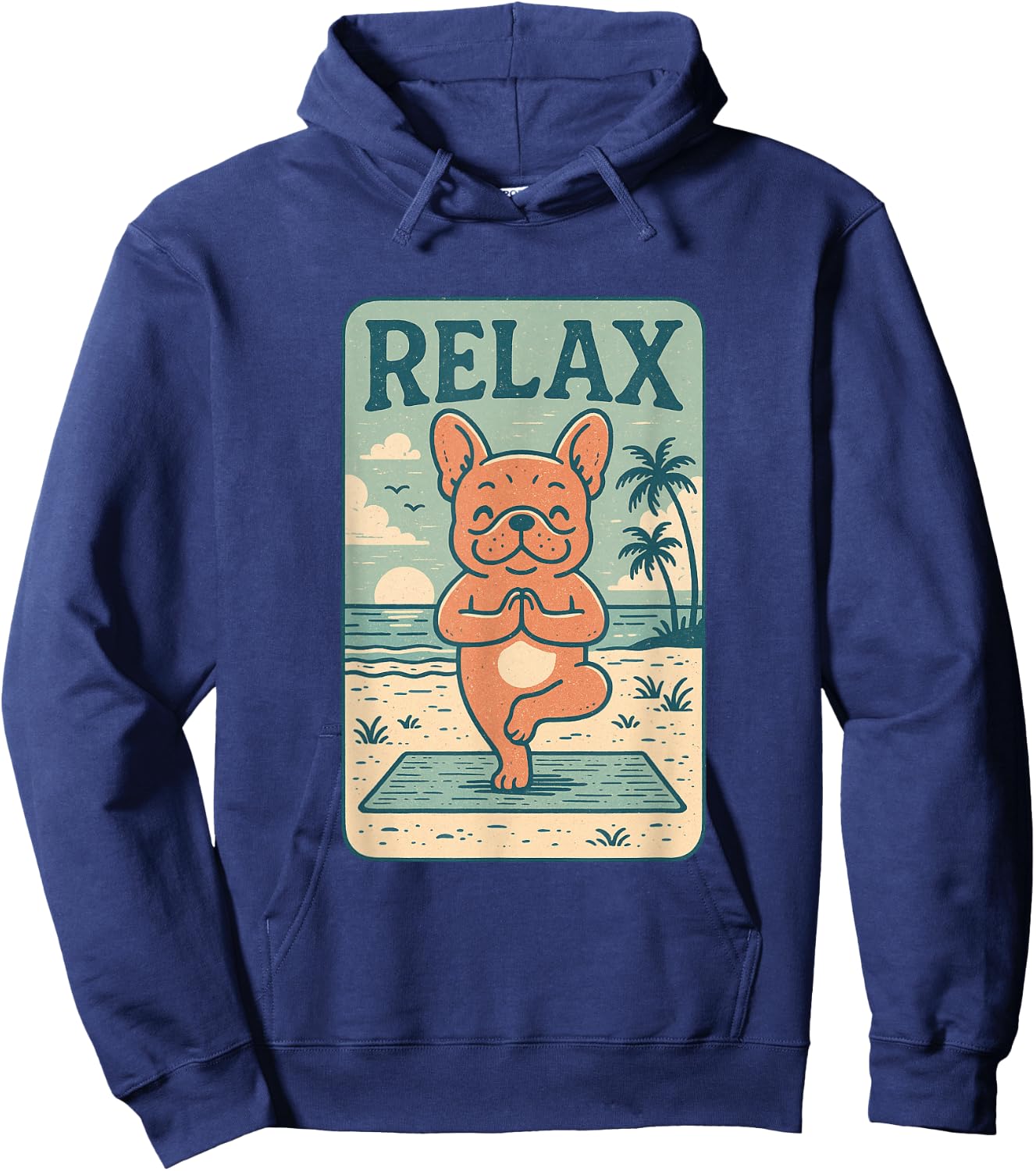 French Bulldog Relax Yoga Frenchie Funny Relaxing Dog Hoodie - Hoodie | Navy