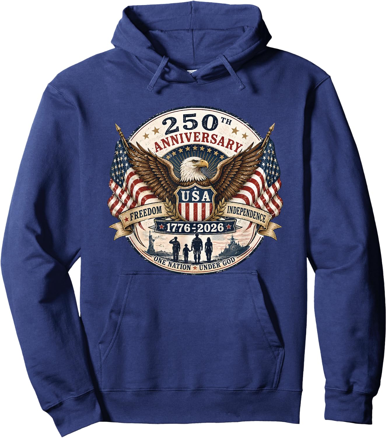 250th Anniversary USA 1776-2026 July 4th Independence Hoodie - Hoodie | Navy