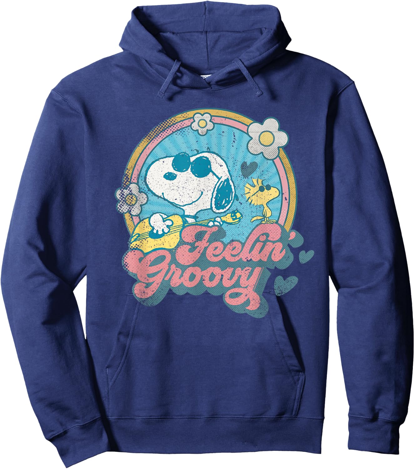 Peanuts Groovy Vibes Snoopy Woodstock Feeling Retro Festival Hoodie - Hoodie | Navy