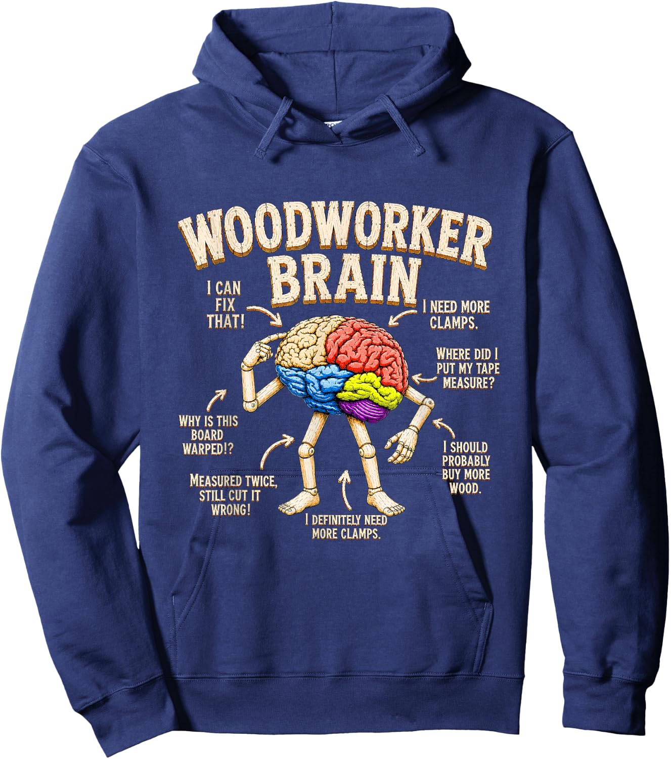 Woodworker Brain Anatomy Funny Lumber Woodworking Carpenter Hoodie - Hoodie | Navy