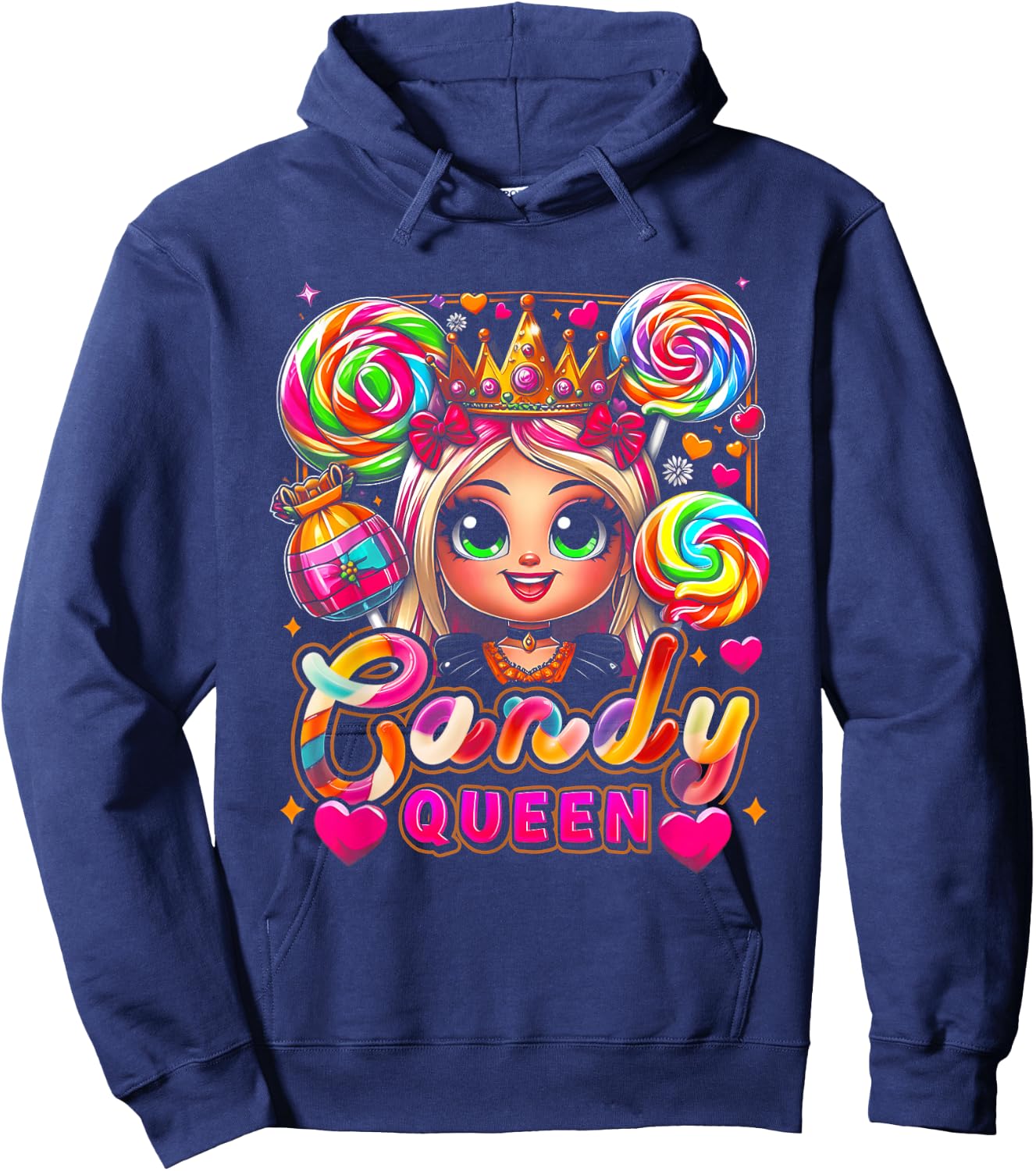 Bonbon d'Halloween amusant Candy a Queen Lollipop Lover Girls Coloré Hoodie - Hoodie | Navy