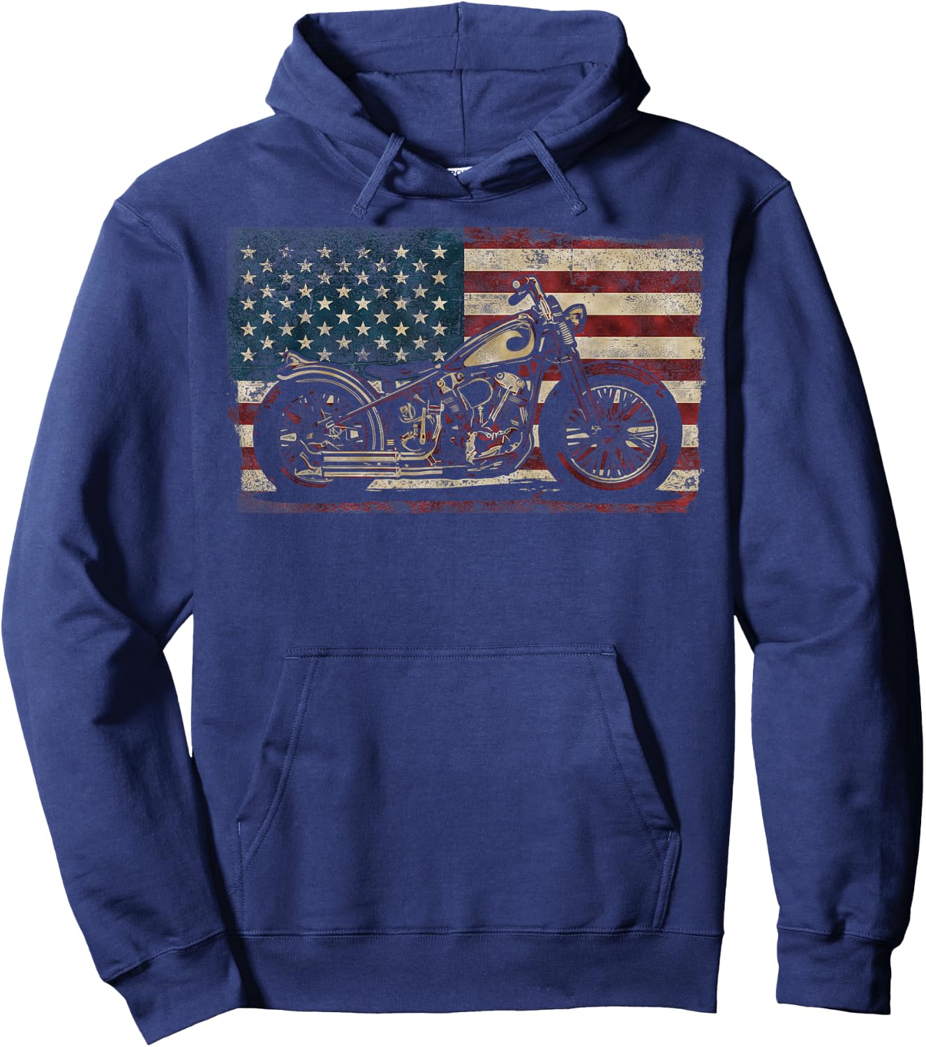 Classic Motorcycle Biker American Flag Hoodie - Hoodie | Navy
