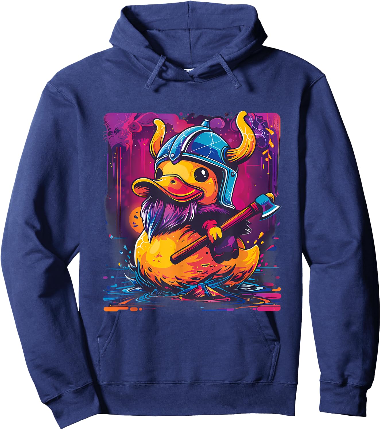 Rubber Duck Colourful Viking Duck Artwork Rubber Duck Lover Hoodie - Hoodie | Navy
