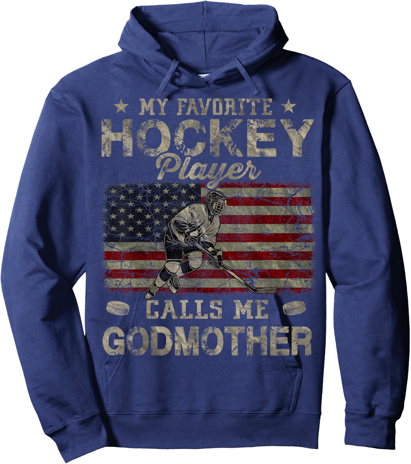 My Favorite Hockey Player Calls Me Godmother Mother's Day Hoodie - Hoodie | Navy