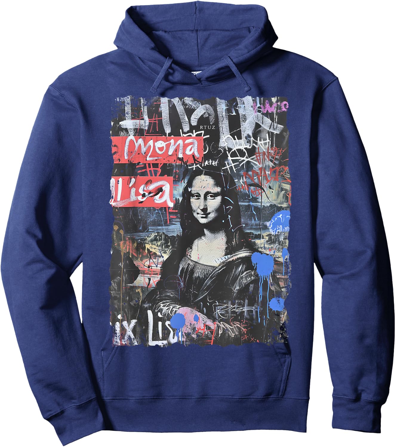 Abstrakt Graffiti Kunst Leonardo Da Vinci Kunst Mona Lisa Hoodie - Hoodie | Navy