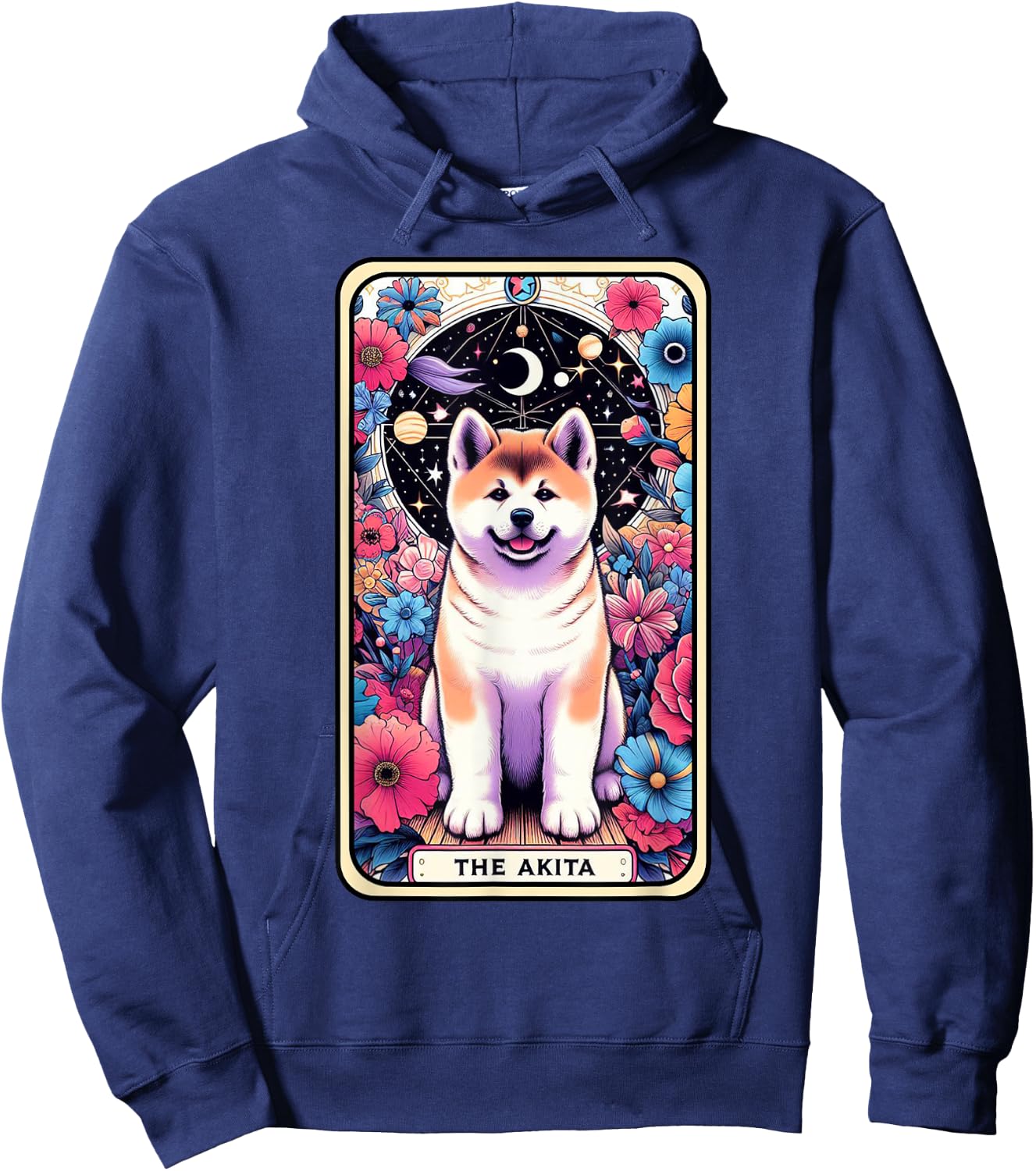 Akita Carte de tarot pour chien Motif étoile et lune Hoodie - Hoodie | Navy