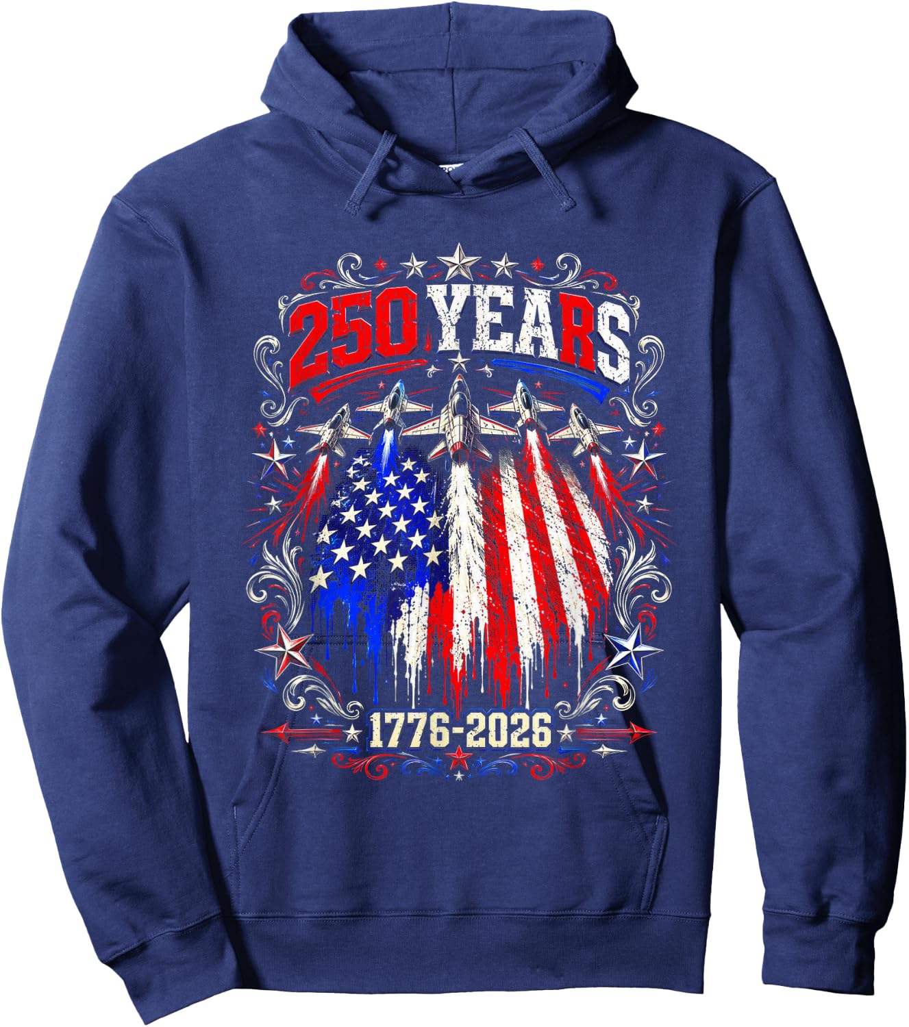 250 Anniversary USA Flag Hoodie - Hoodie | Navy