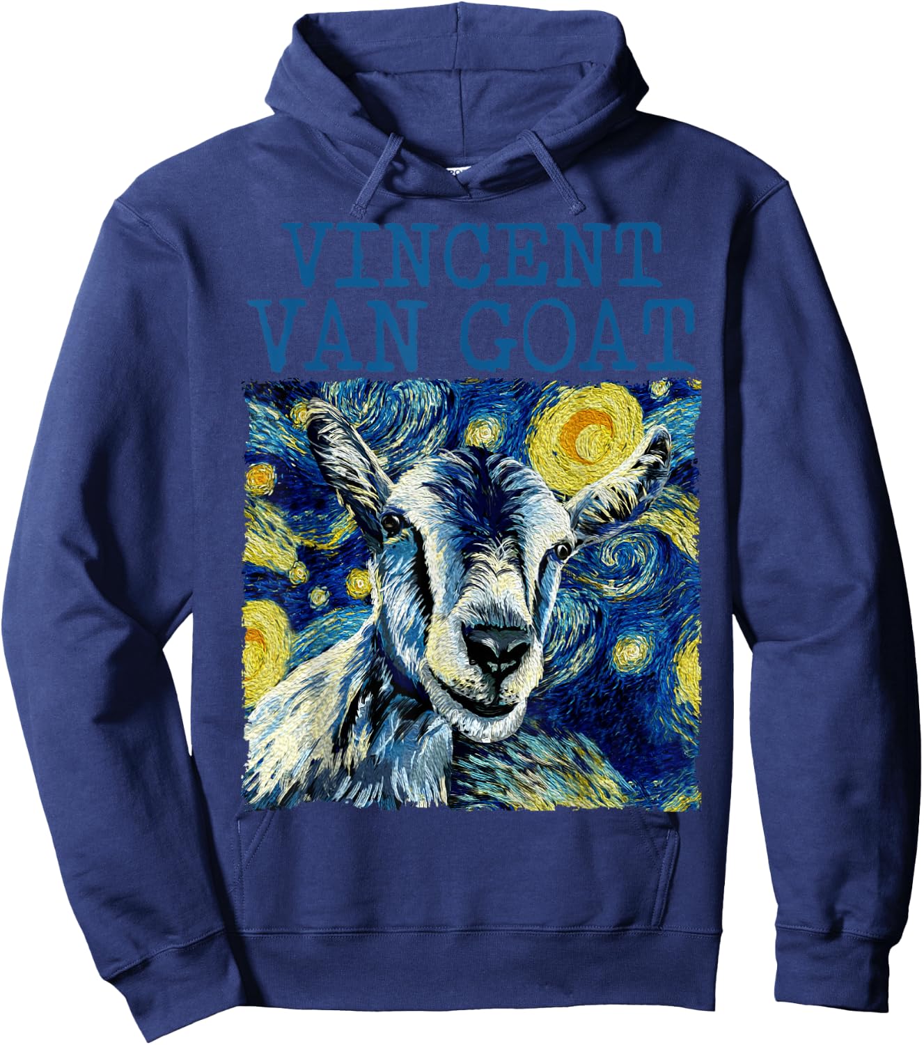 Vincent Van Goat Funny Van Gogh Art Humor Funny Starry Night Hoodie - Hoodie | Navy
