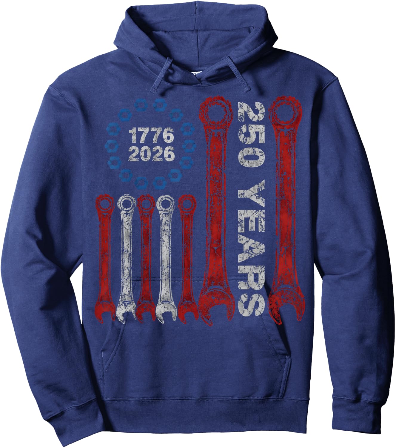 250 Years America Anniversary 250th Mechanic Cars 1776 2026 Hoodie - Hoodie | Navy