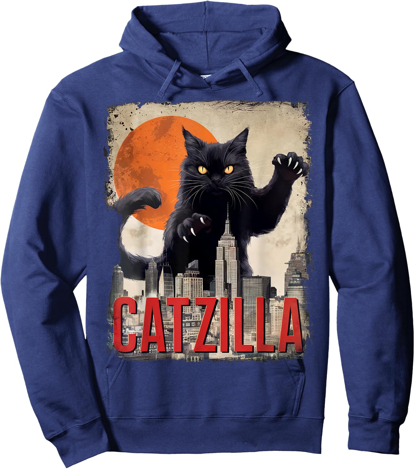Funny Catzilla Cat Japanese Art Cat Gifts Women Kid Hoodie - Hoodie | Navy