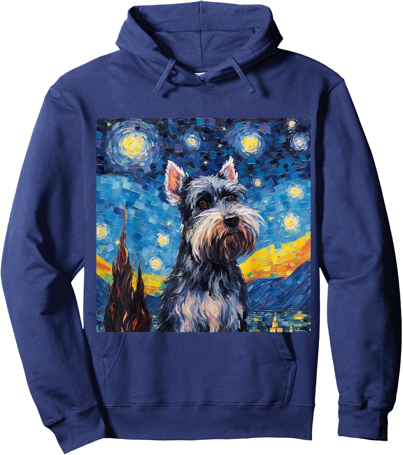 Miniature Schnauzer Starry Night - Miniature Schnauzer Hoodie - Hoodie | Navy