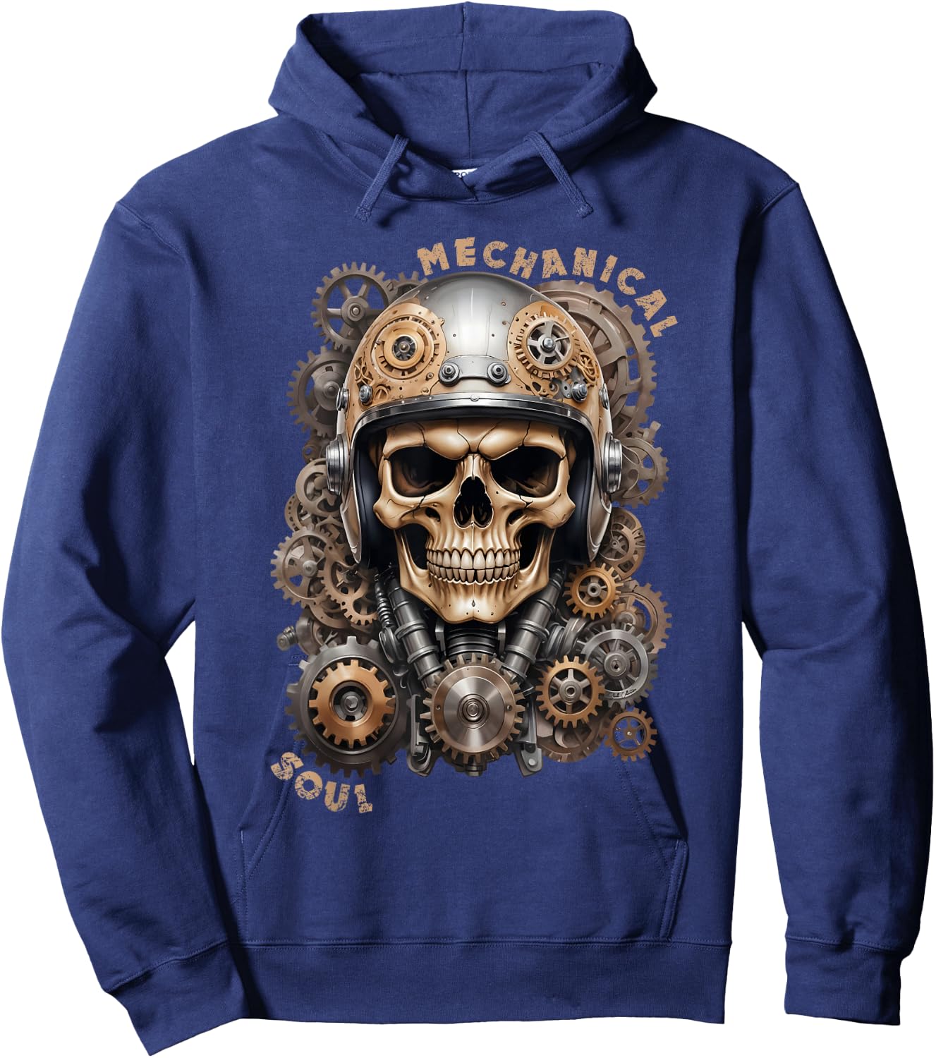 Biker Skull Biker Skull Vintage Motorcycle Custom Retro , Black, S Hoodie - Hoodie | Navy